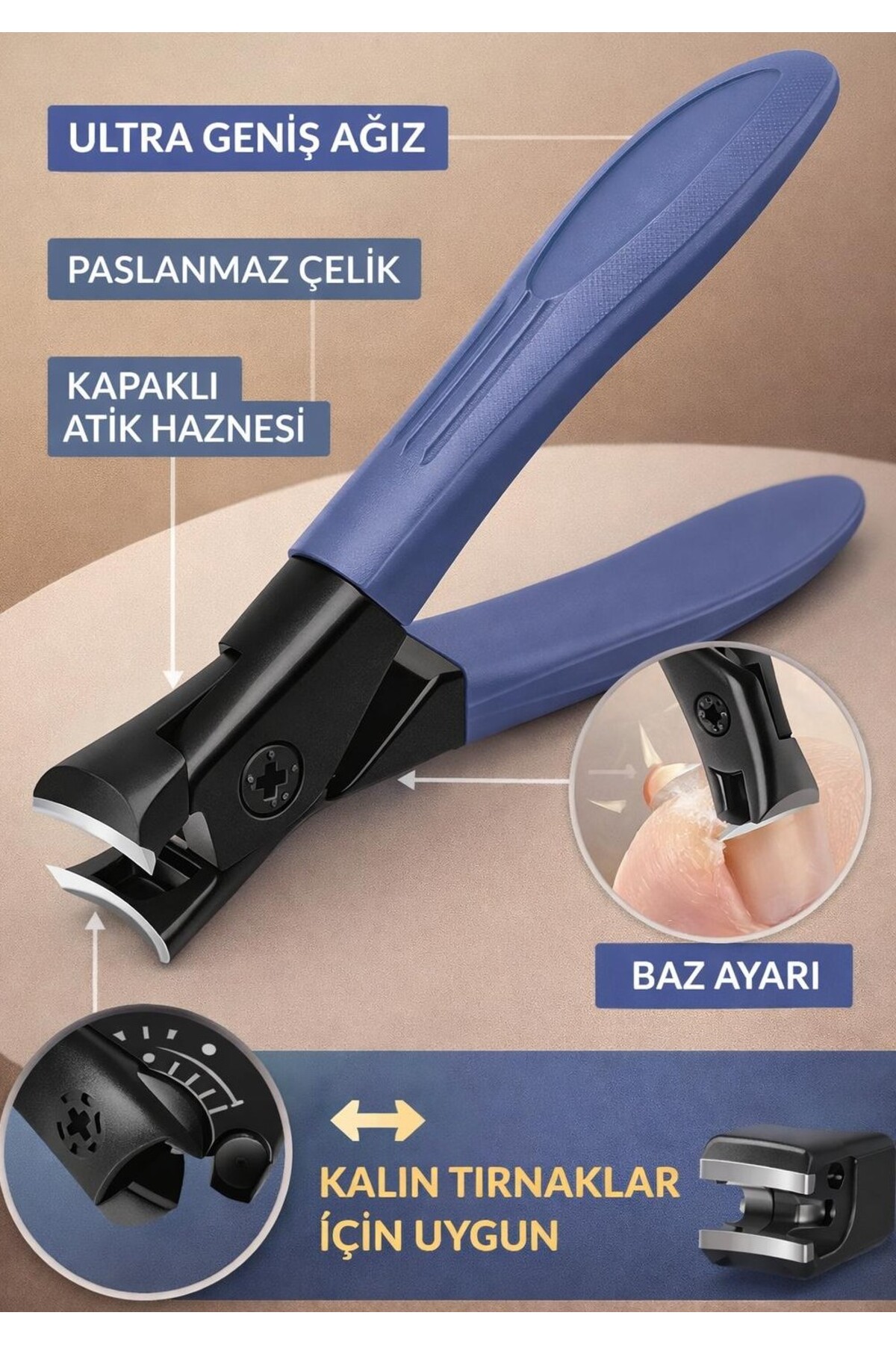 SİNKA Tırnak Makası Mantar Ayaklarda Uygun Tırnak Hazneli Profesyonel Bileyli Paslanmaz