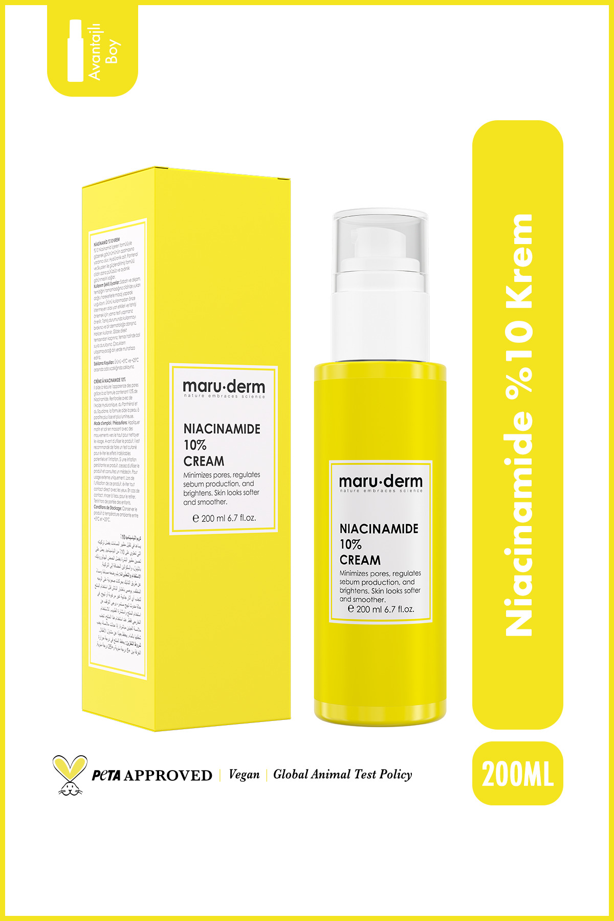 Maru.Derm Niacinamide %10 Leke Karşıtı Ve Gözenek Sıkılaştırıcı Krem 200 ML