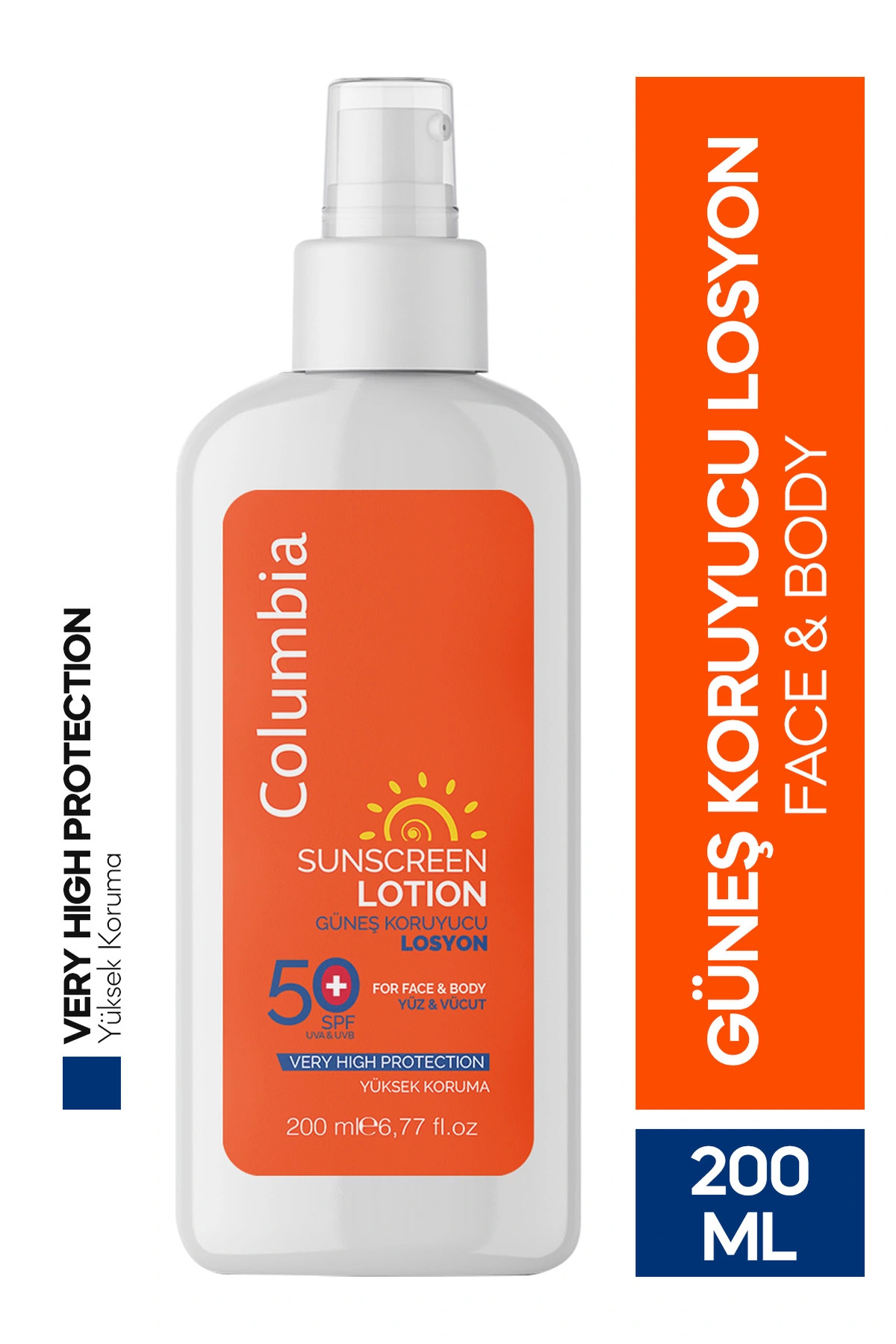 Columbia Yüksek Koruma Spf 50 Yüz Ve Vücut Güneş Koruyucu Losyon 200 ml