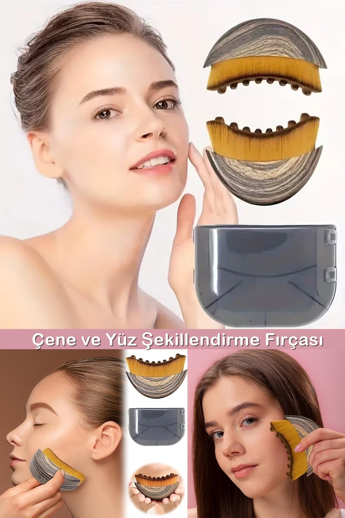 Hombak Çene ve Yüz Şekillendirme Fırçası Çok Fonksiyonlu Yumuşak Masaj Aleti Gıdı Toparlayıcı (Kutulu) - Görsel 3