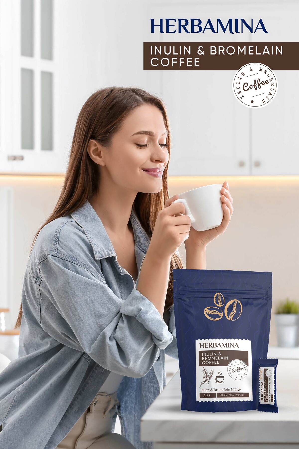 Herbamina Inülin Ve Bromelain Coffee - 90gr - Görsel 3