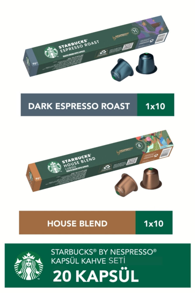 Starbucks Nespresso Uyumlu Kapsül Kahve Seti 20'li – Espresso, House Blend