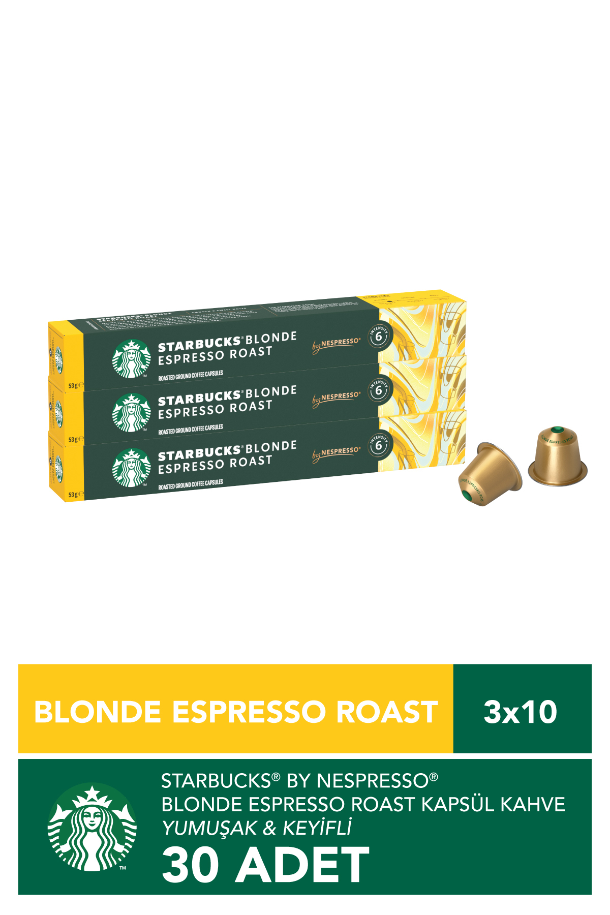 Starbucks Nespresso Uyumlu Kapsül By Nespresso Blonde Espresso Kapsül Kahve 3 X 10 adet