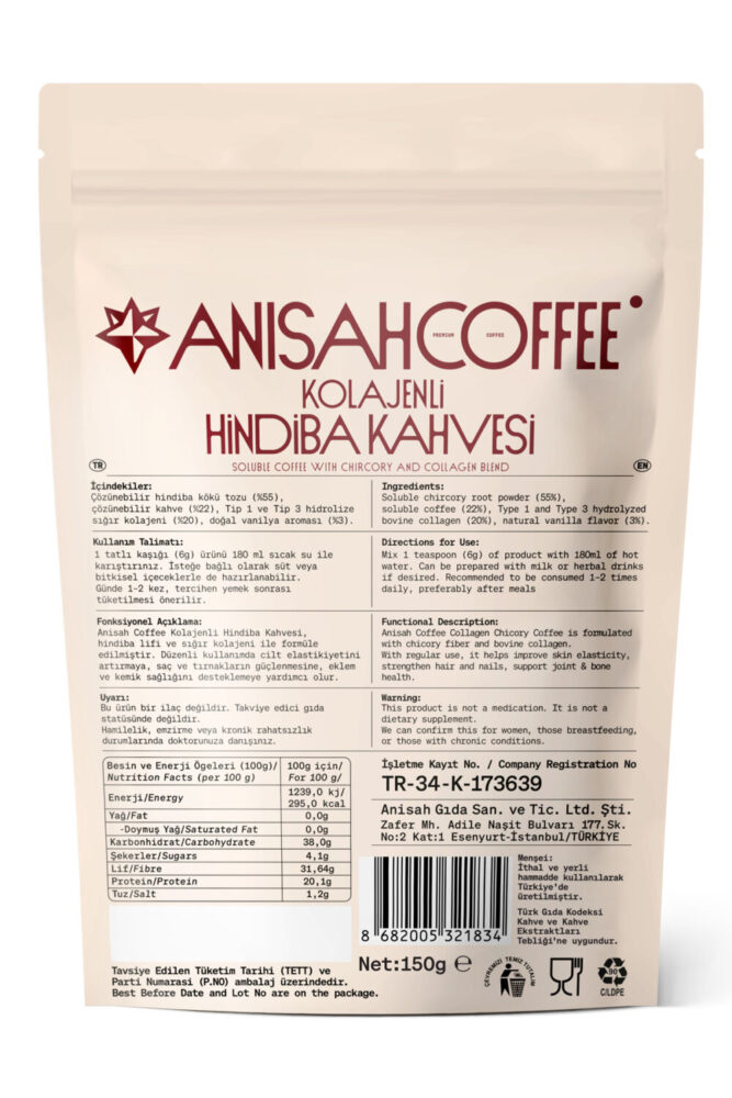 Anisah Coffee Kolajenli Hindiba Kahvesi | 150gr | Lif Kaynağı - Görsel 2