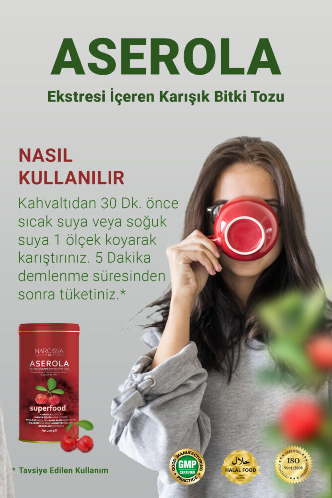 Mixed Herbal Powder containing Narcissa Acerola Extract - Acerola Detox Form Tea - Görsel 2