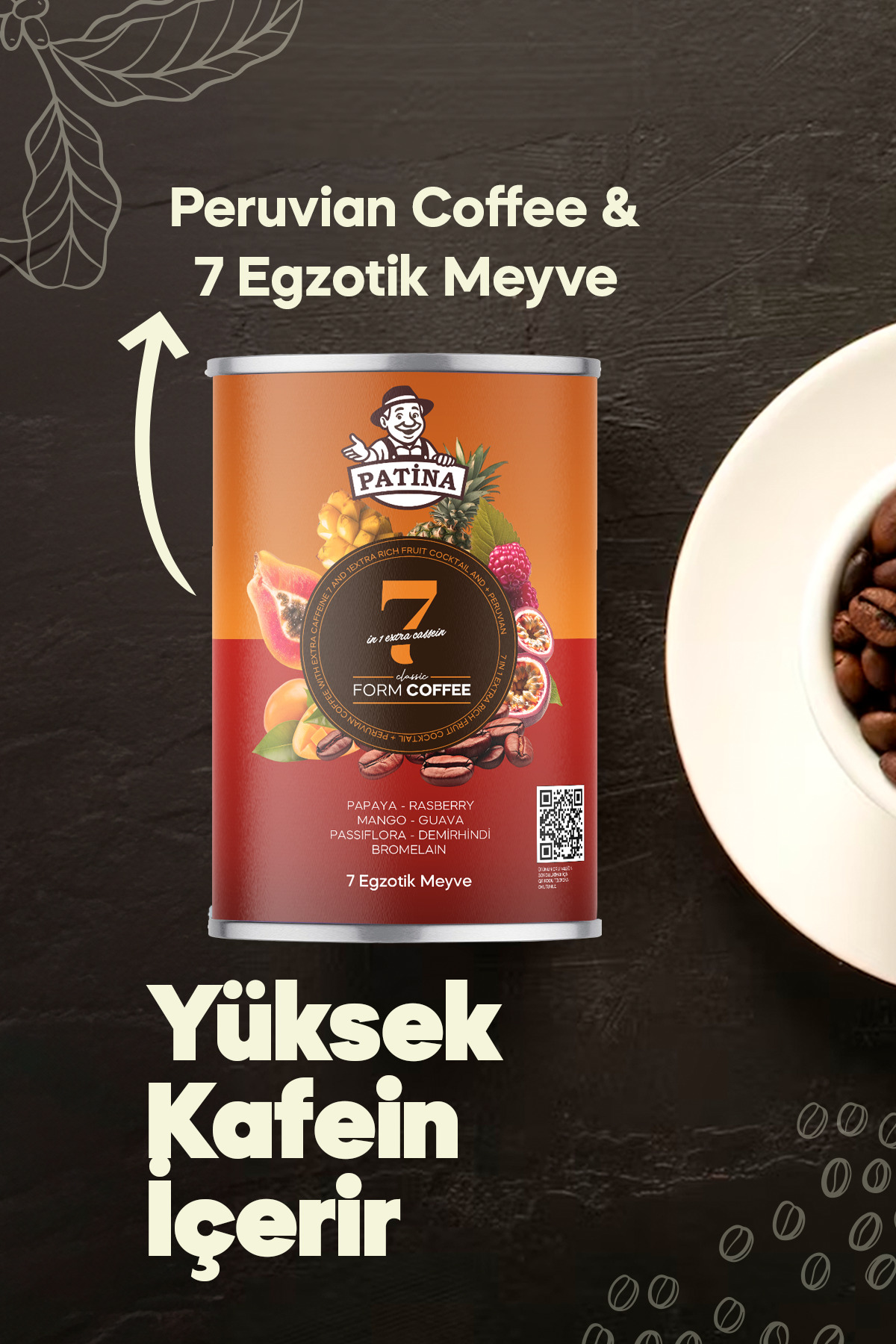 Patina Form Kahvesi 7 Egzotik Meyve ve Ekstra Kafeinli 30 Saşet - Görsel 3