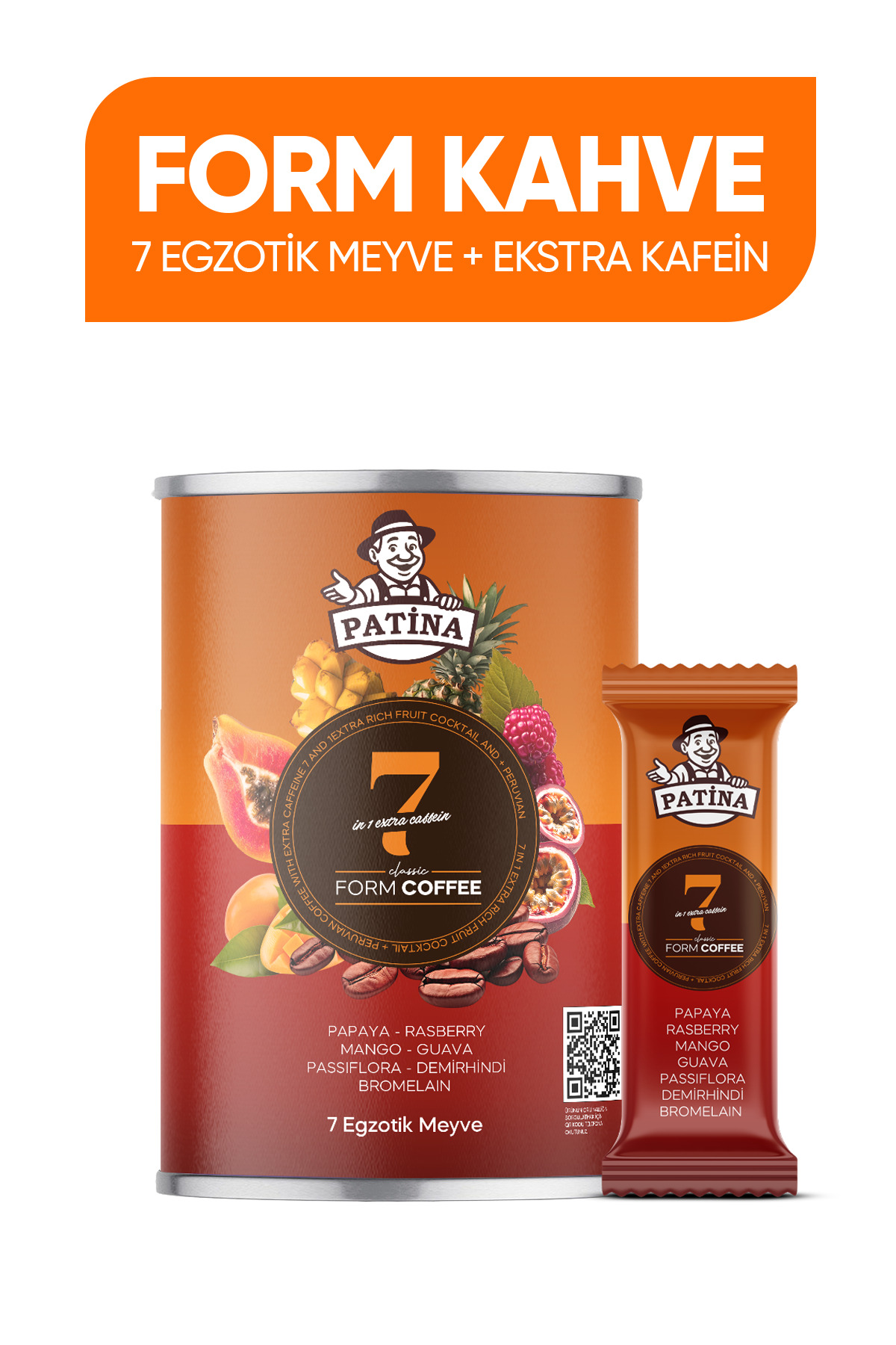 Patina Form Kahvesi 7 Egzotik Meyve ve Ekstra Kafeinli 30 Saşet