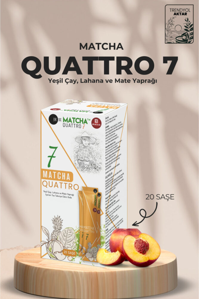Bilge İlaç Matcha Premium Japanese Matcha Quattro Matcha,chia Lahana ve Mate Yaprağı İçeren Şeftali Aromalı Detox Burner Form Çayı
