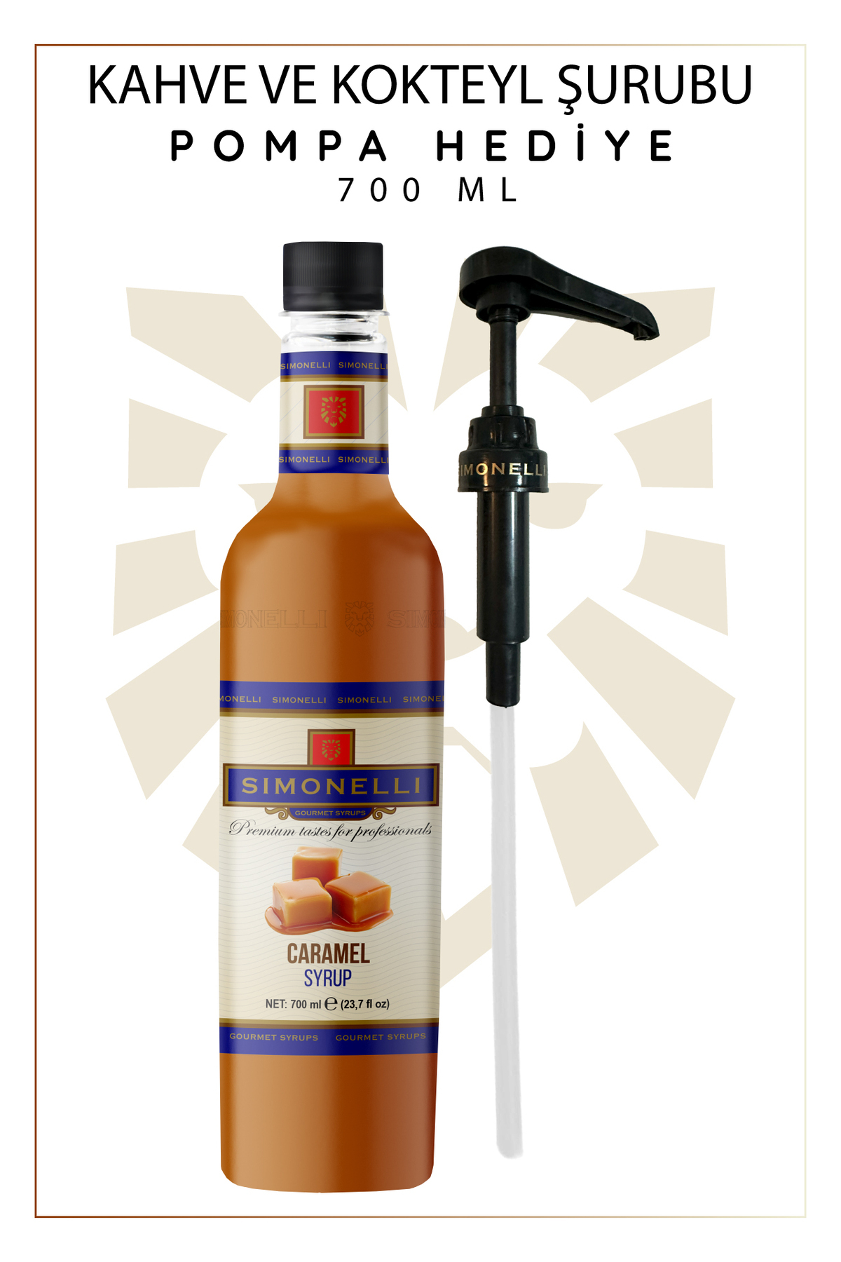 Simonelli Kahve Ve Kokteyl Şurubu Karamel Aromalı Vanilya Aromalı 700 ml Pompa Hediyeli - Görsel 3