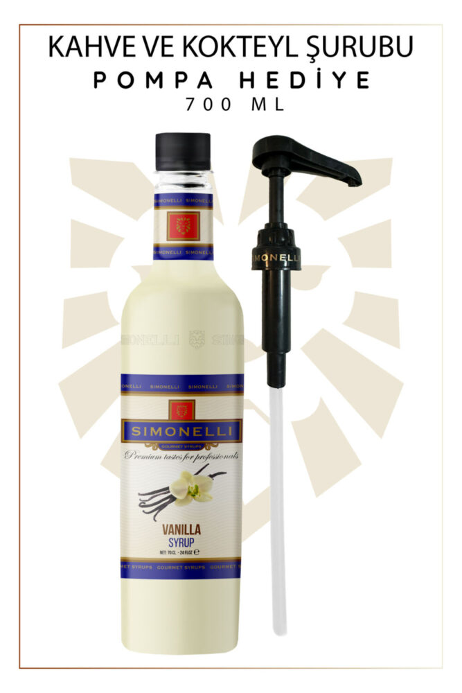 Simonelli Coffee and Cocktail Syrup, Caramel Flavored, Vanilla Flavored, 700 ml, with Free Pump - Görsel 2
