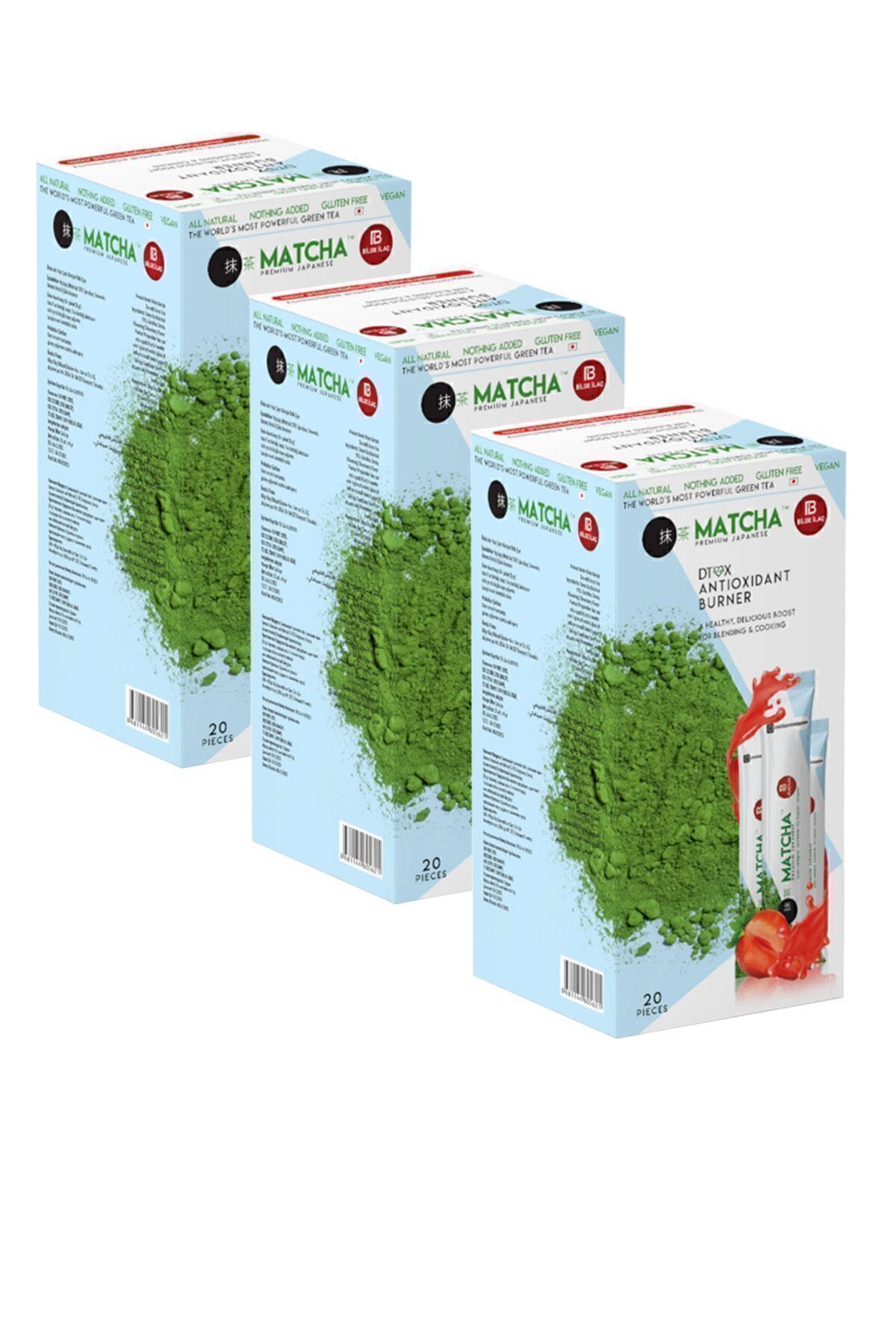 Bilge İlaç Matcha Premium Japanese 3 Kutu Matcha Tozu Çayı Maça Çayı 3 Paket