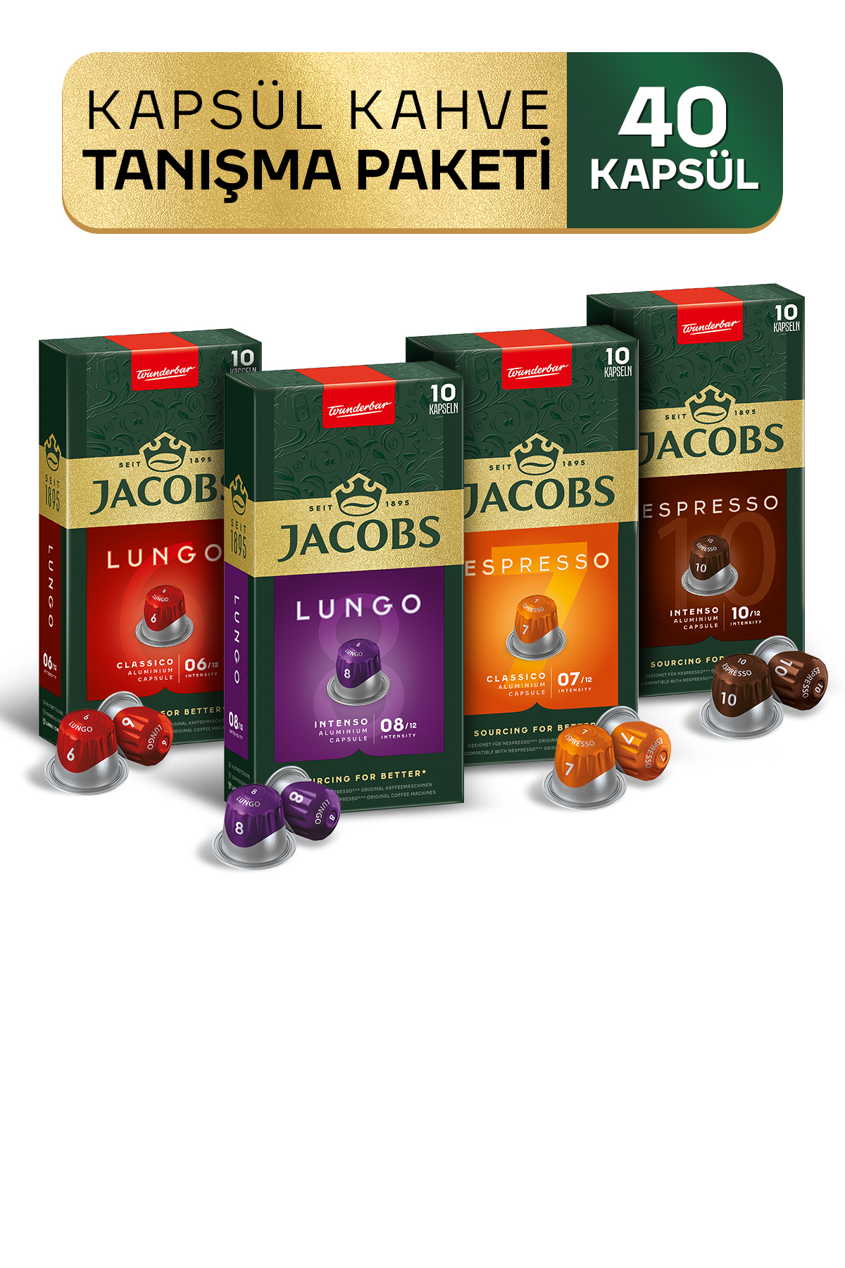 Jacobs Kapsül Kahve Tanışma Paketi 40'lı ( Nespresso Uyumlu Alüminyum Kapsül Kahve )