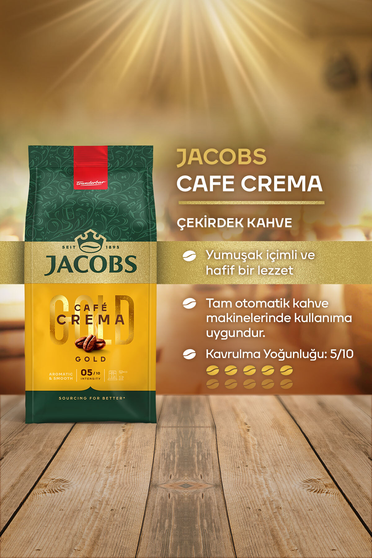 Jacobs Cafe Crema Çekirdek Kahve 500gr X 2 Adet - Görsel 3