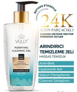 VULLY 24k Altın Parçacıklı Arındırıcı Nemlendirici Gözenek Sıkılaştırıcı Yüz Temizleme Jeli 200 Ml