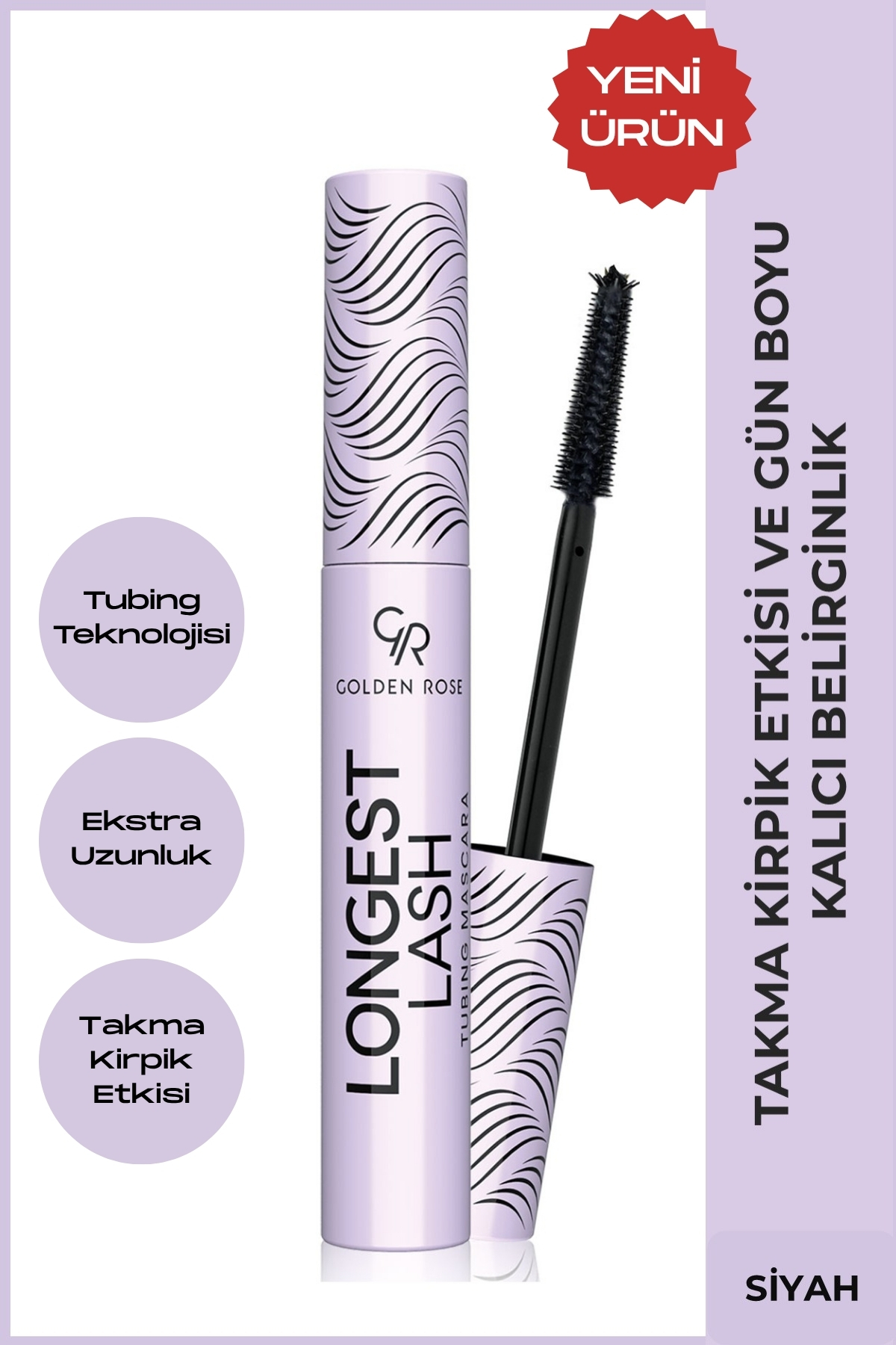 Golden Rose Longest Lash Tubing Mascara - Ekstra Uzunluk ve Takma Kirpik Etkili Siyah Maskara