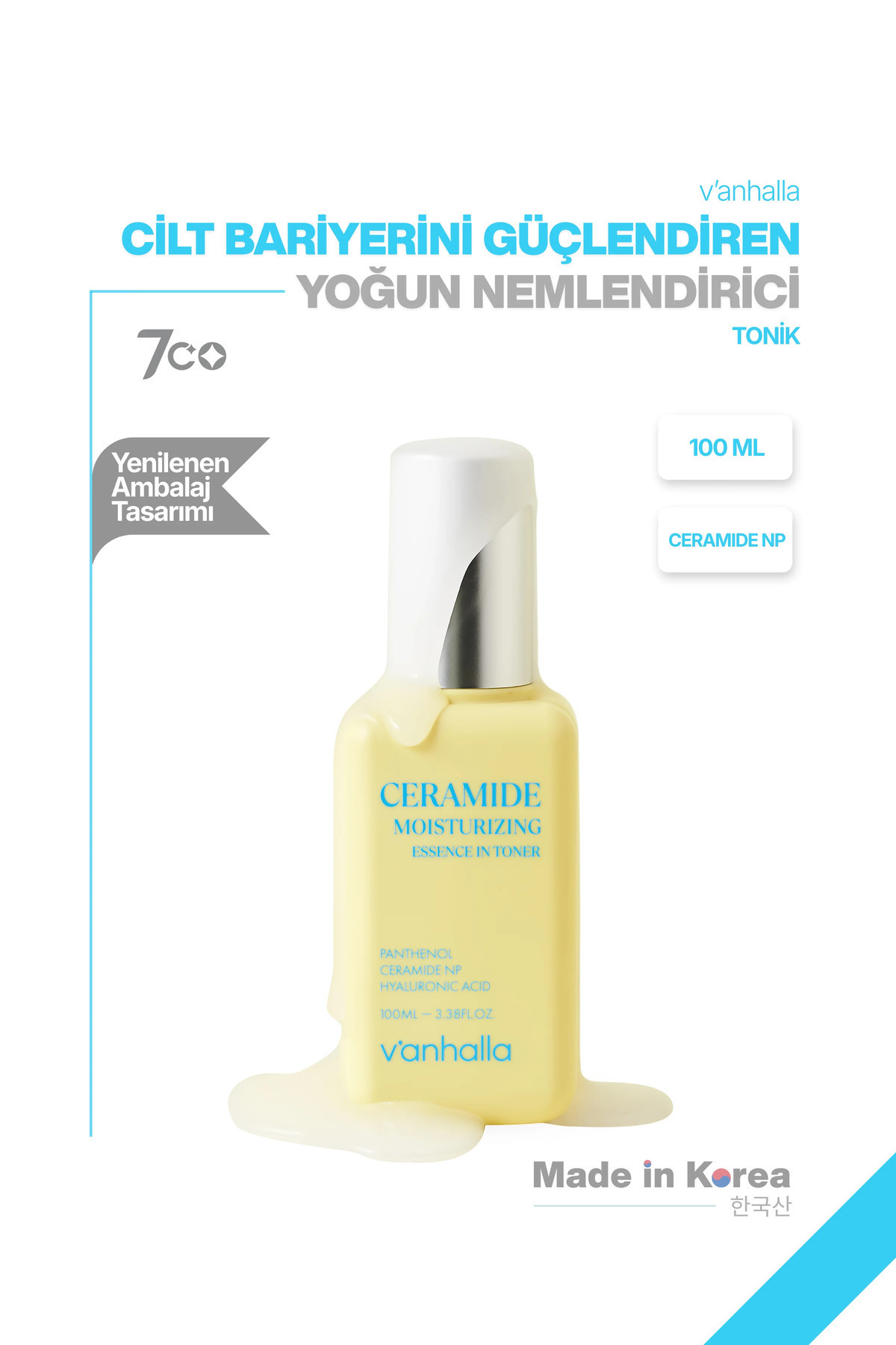 v'anhalla Bariyer Onarıcı Ceramide Essence | 3HA + Ceramide NP + Panthenol | Yoğun Nemlendirme & Tonik