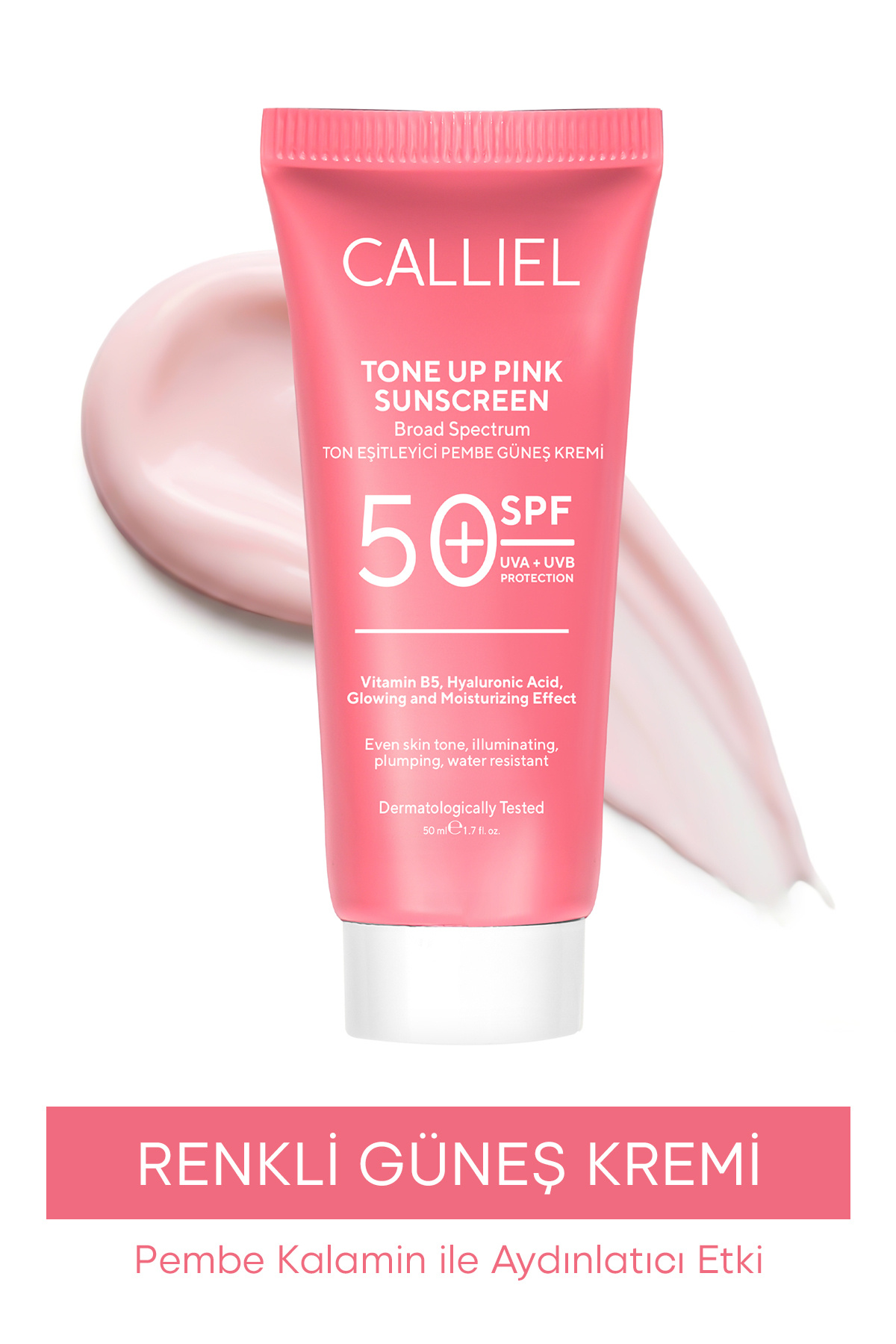 CALLİEL Ton Eşitleyici , Aydınlatıcı Spf 50+ Renkli Güneş Kremi Glutatyon, Hyaluronik Asit Etkili 50 ml