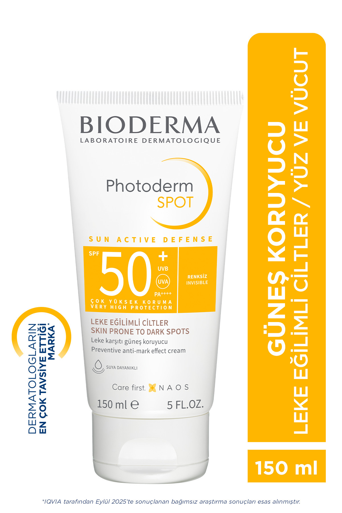 Bioderma Photoderm Spot SPF 50+ Leke Karşıtı Tüm Ciltler için Yüz & Vücut Güneş Kremi 150 ML