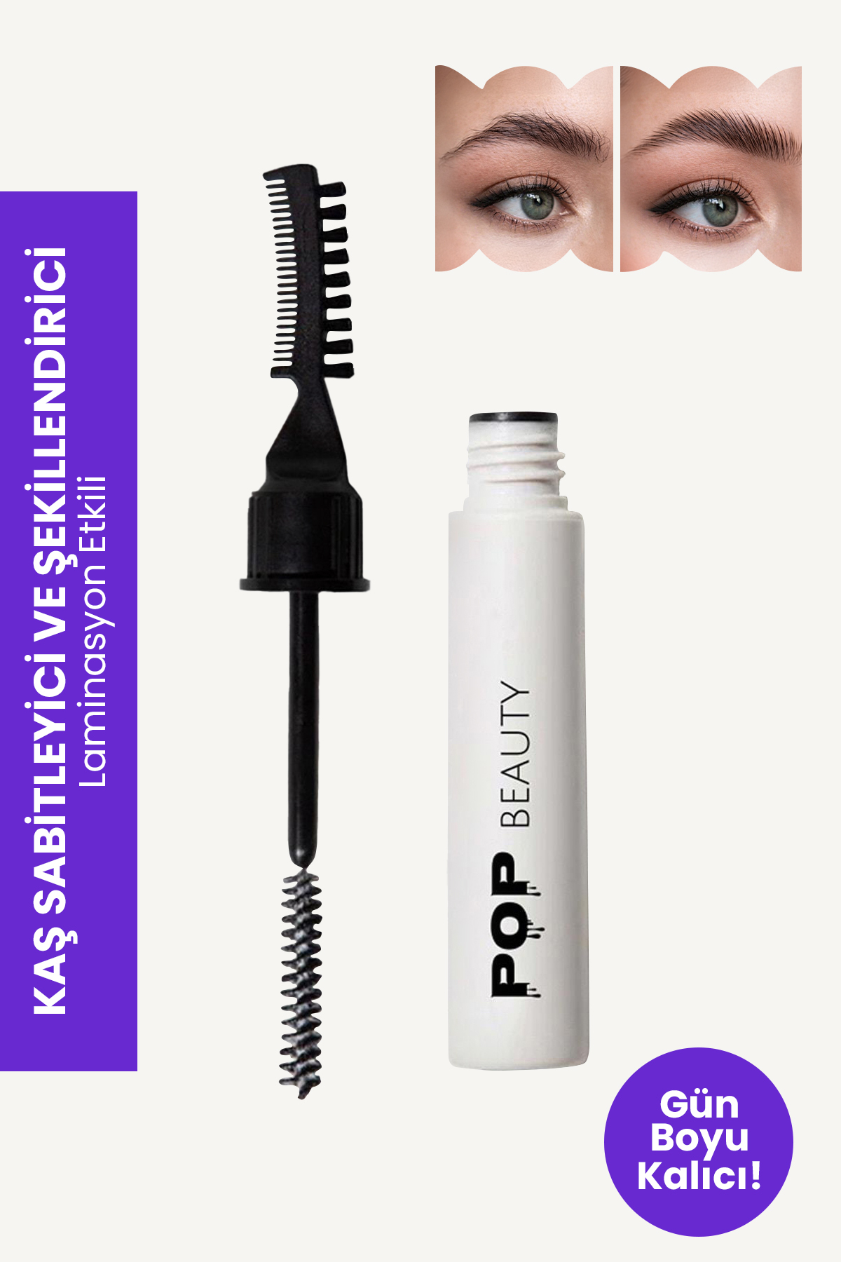 POP Beauty Kaş Sabitleyici Ve Şekillendirici, Kaş Fırçası, Tarağı Ve Sabitleyici Jel (laminasyon Etk