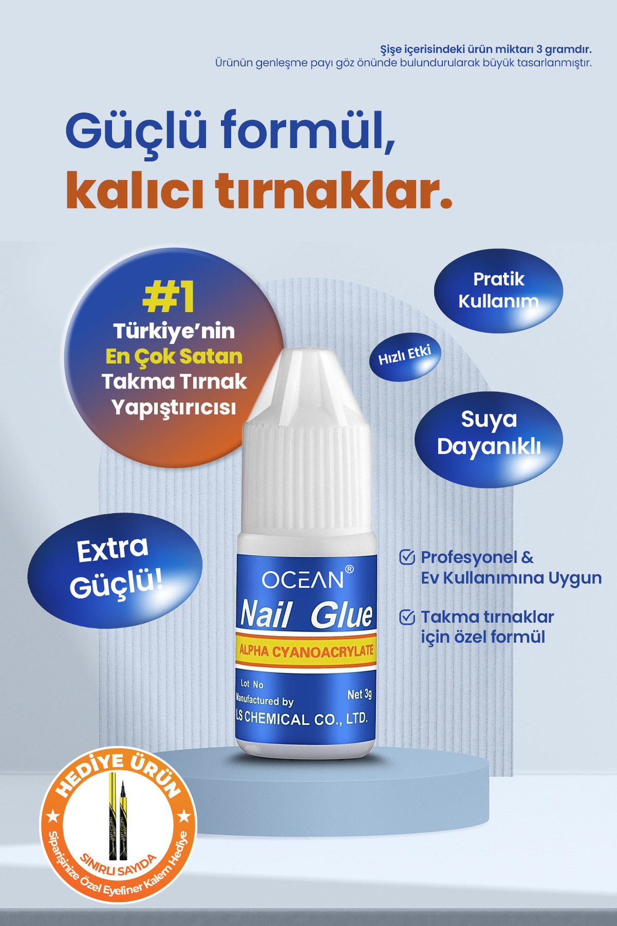Ocean Takma Tırnak Yapıştırıcı Tips Yapıştırıcı Hızlı Yapıştırıcı Nail Glue 3 gr