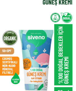 Siveno 0 Doğal Bebek Güneş Kremi Leke Karşıtı Nemlendirici Bitkisel Vegan SPF 50+ UVA UVB 50 ml