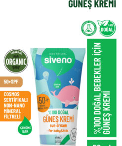 Siveno 0 Doğal Bebek Güneş Kremi Leke Karşıtı Nemlendirici Bitkisel Vegan SPF 50+ UVA UVB 50 ml