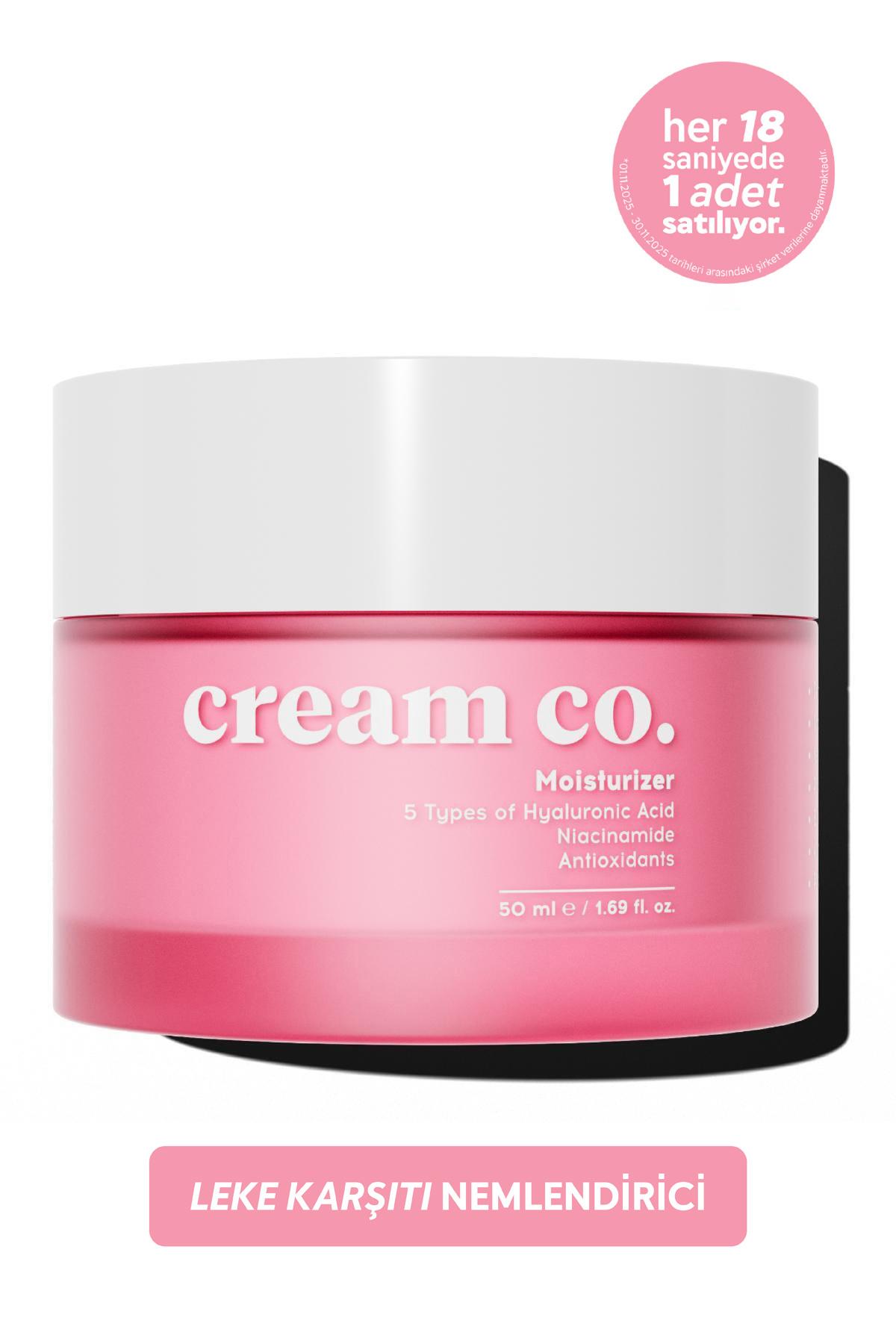 Cream Co. Su Bazlı Moisturizer Nemlendirici Aydınlatıcı Yüz Kremi | Hyaluronik Asit | 50 ML | Tüm Cilt Tipleri