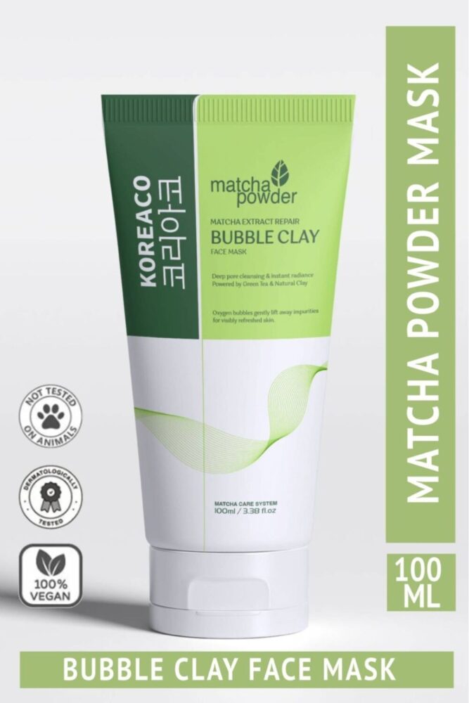 KOREACO Matcha Mucize Bubble Clay Yüz Maskesi | Gözenek Temizleyici Yenileyici Köpüren Yüz Maskesi 100 ml