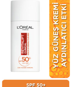 L'Oreal Paris SPF 50+ UV Korumalı Aydınlatıcı C ve E Vitaminleri İçeren Yüz Güneş Kremi 50ml