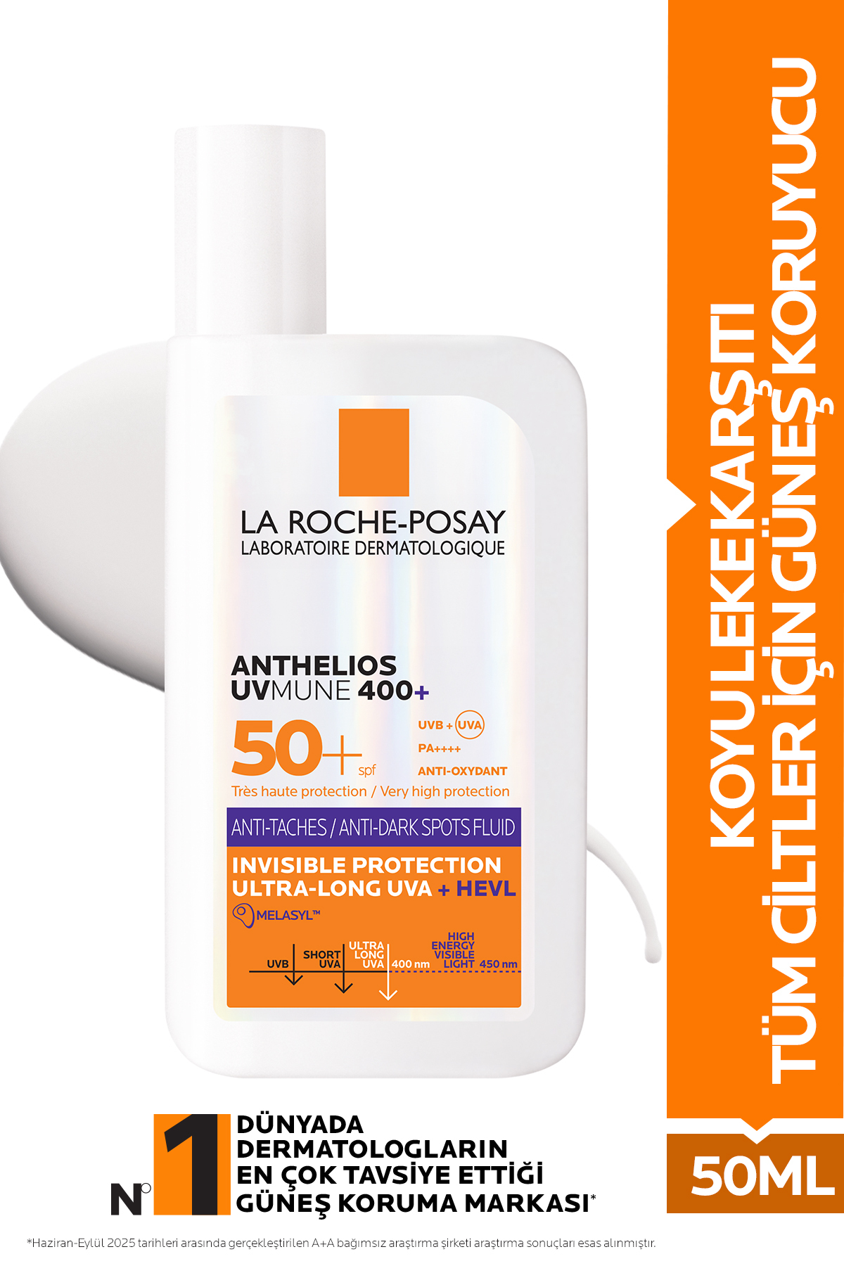 La Roche Posay Anthelios Uvmune Anti Dark Spots Fluid Lekeli Ciltler İçin Yüksek Koruma SPF50+ Yüz Güneş Kremi 50ML