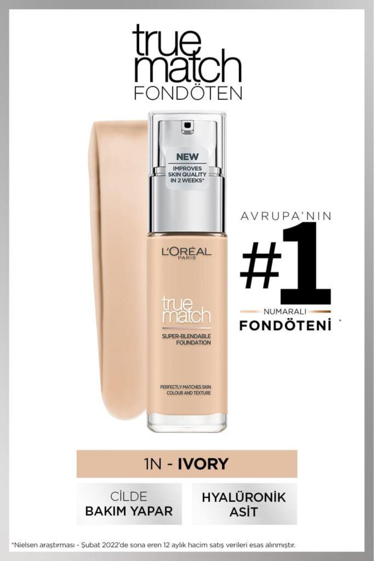 L'Oreal Paris L'Oréal Paris True Match Bakım Yapan Fondöten 1N IVORY