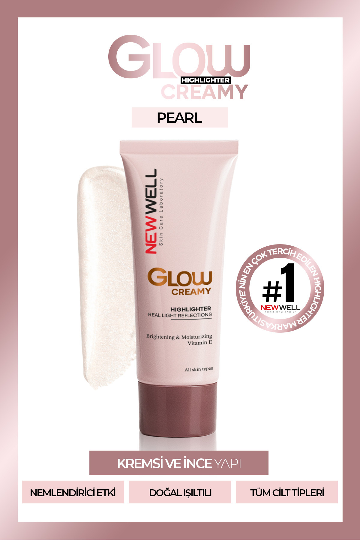 New Well Glow Creamy Highlighter Doğal Işıltılı Krem Aydınlatıcı 30 ML Pearl 01