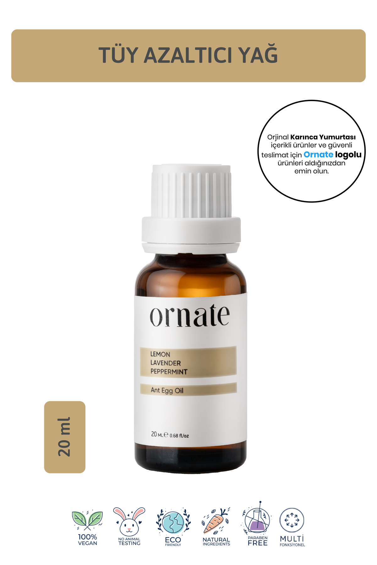 ORNATE Karınca Yumurtası Bakım Yağı 20 ml Vegan Formic Asit Aloe Vera Kuru Ve Hassas Ciltler