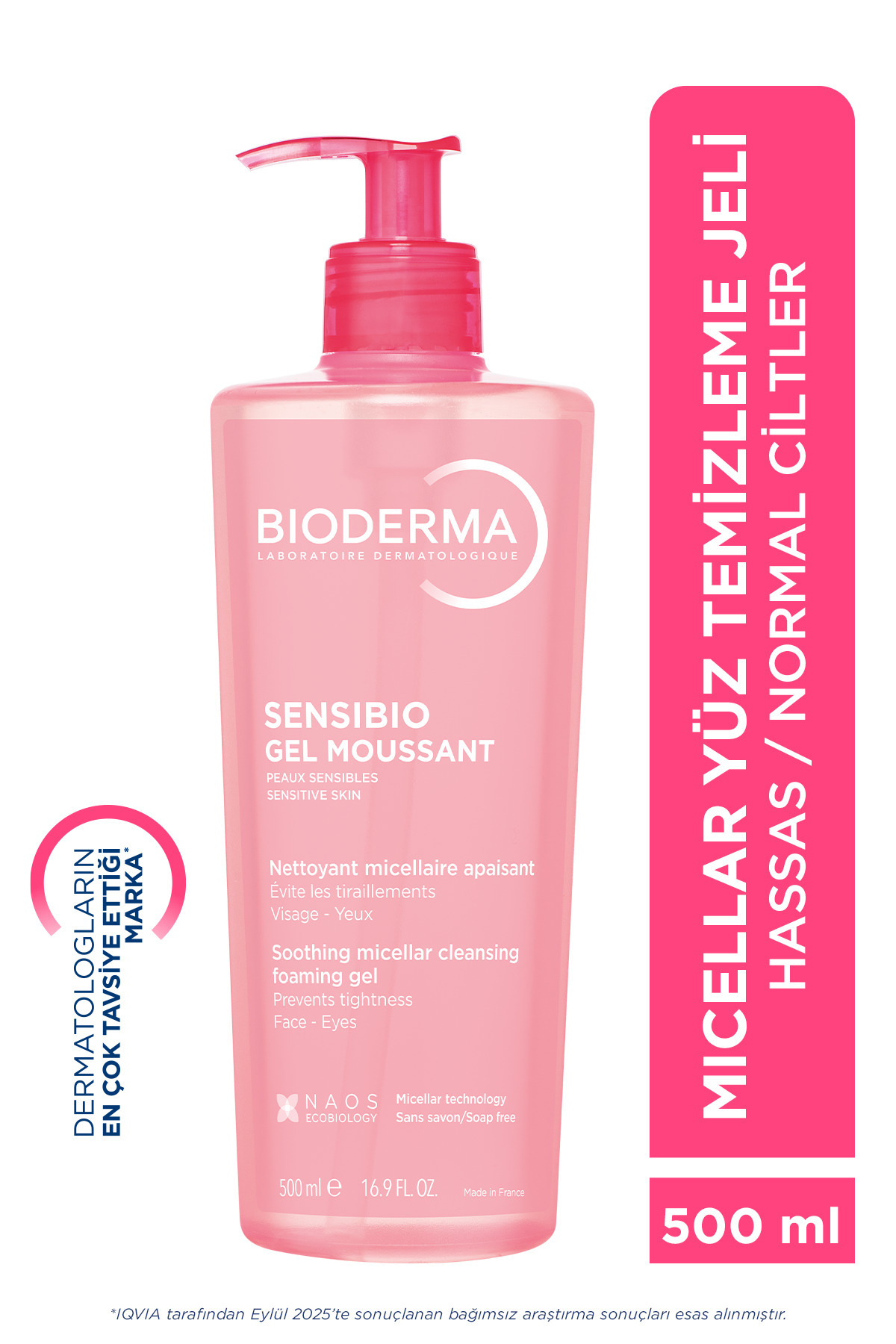 Bioderma Sensibio Foaming Gel Hassas ve Normal Ciltler Durulanan Micellar Yüz Temizleme Jeli 500 ml