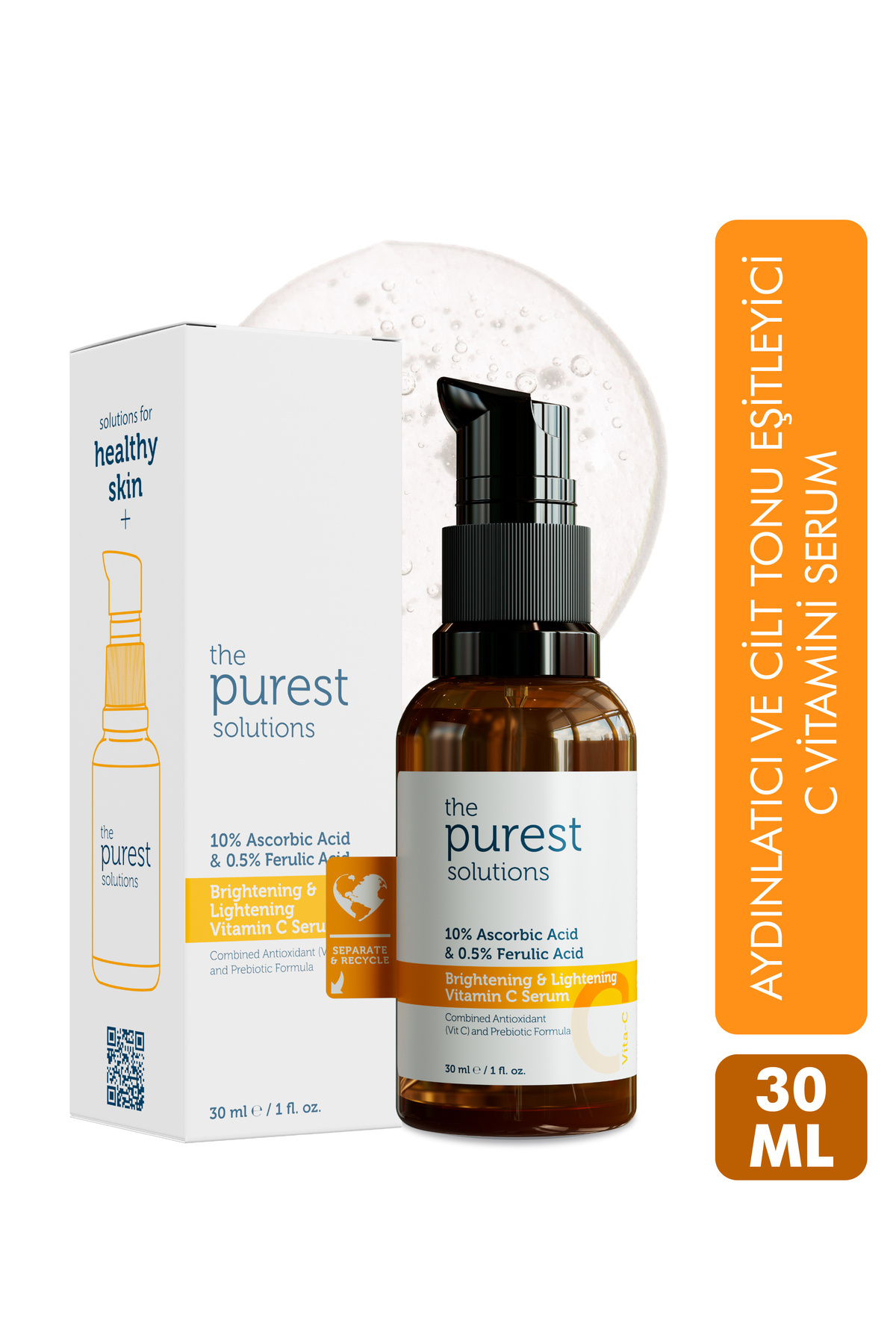 The Purest Solutions C Vit Aydınlatıcı Ve Ton Eşitleyici Bakım Serumu 30 ml Ascorbic Acid & Ferulic Acid %0,5