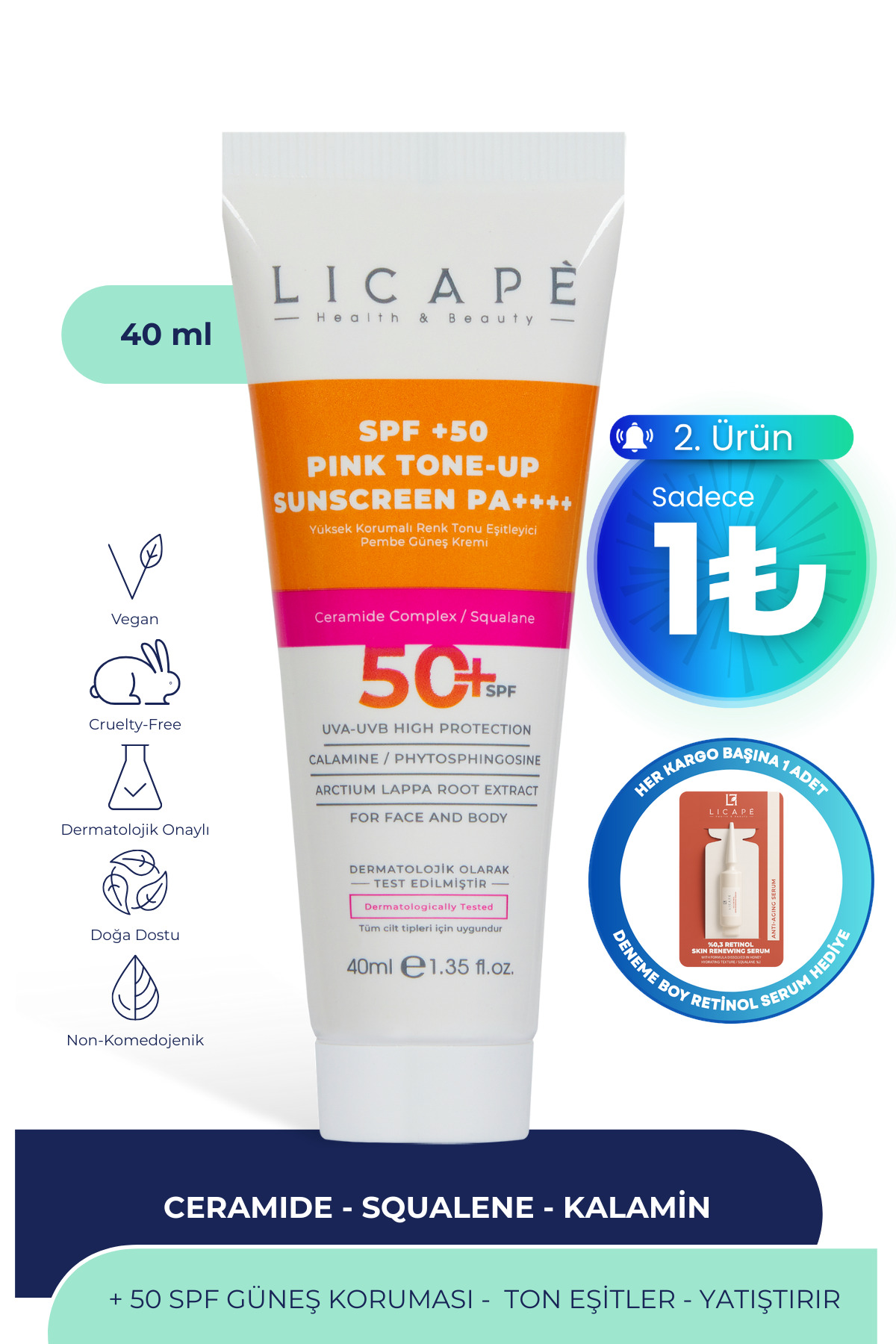 Licape Yüksek Korumalı Renk Tonu Eşitleyici Pembe - Pink Güneş Kremi 40 ml