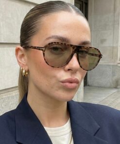 REN EYEWEAR Sepia Air Unisex Leopar Açık kahverengi camlı Pilot Güneş Gözlüğü | UV400 Koruma