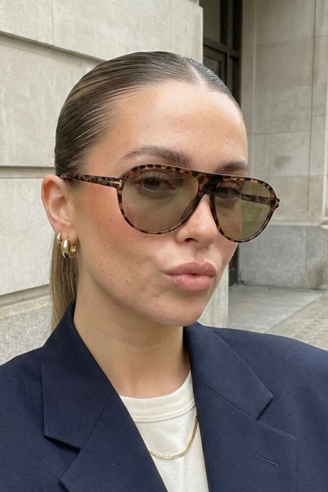 REN EYEWEAR Sepia Air Unisex Leopar Açık kahverengi camlı Pilot Güneş Gözlüğü | UV400 Koruma