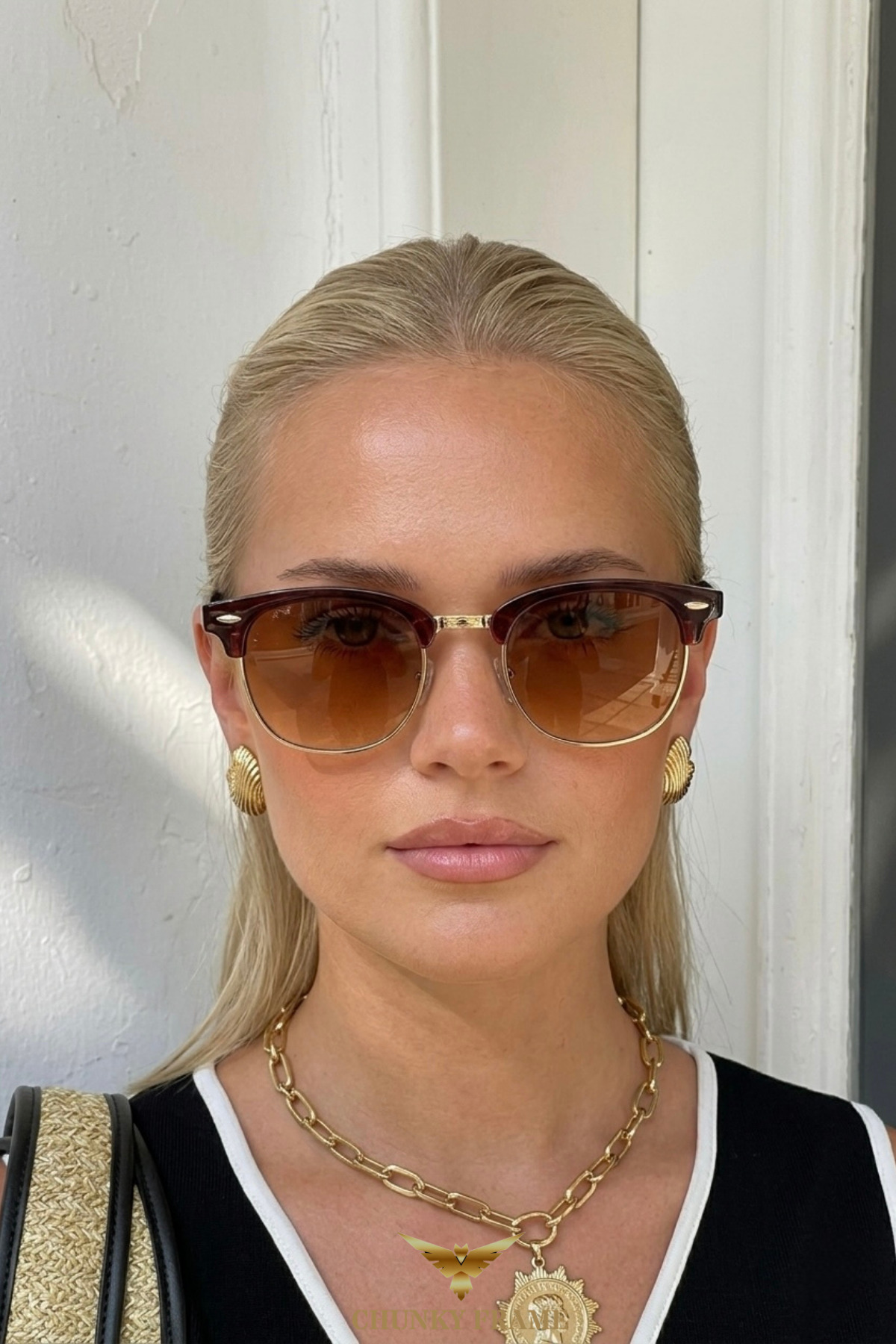 Chunky Frame Clupmaster Kahverengi Unisex Kare Cam Güneş Gözlüğü