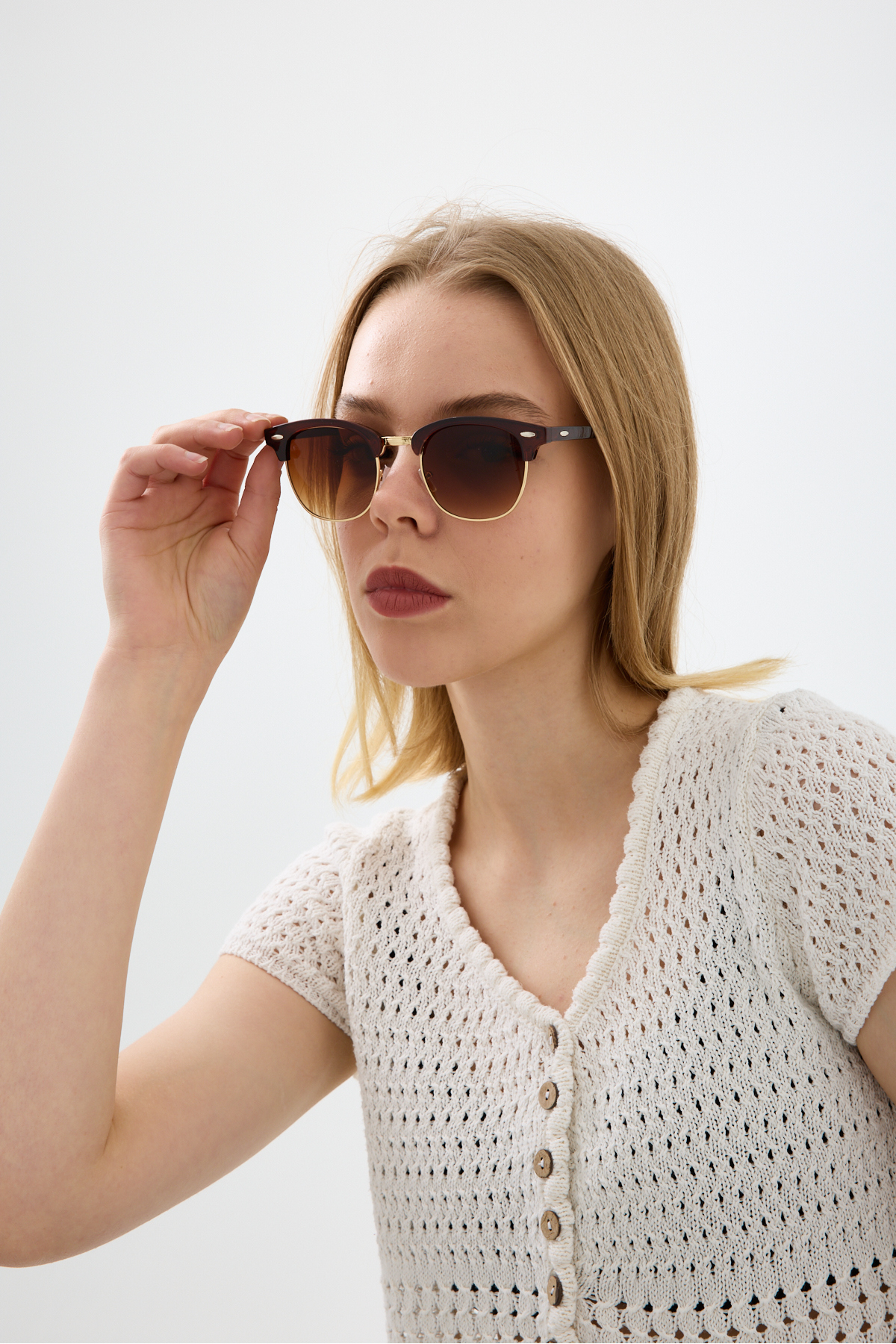 Chunky Frame Clupmaster Kahverengi Unisex Kare Cam Güneş Gözlüğü - Görsel 3