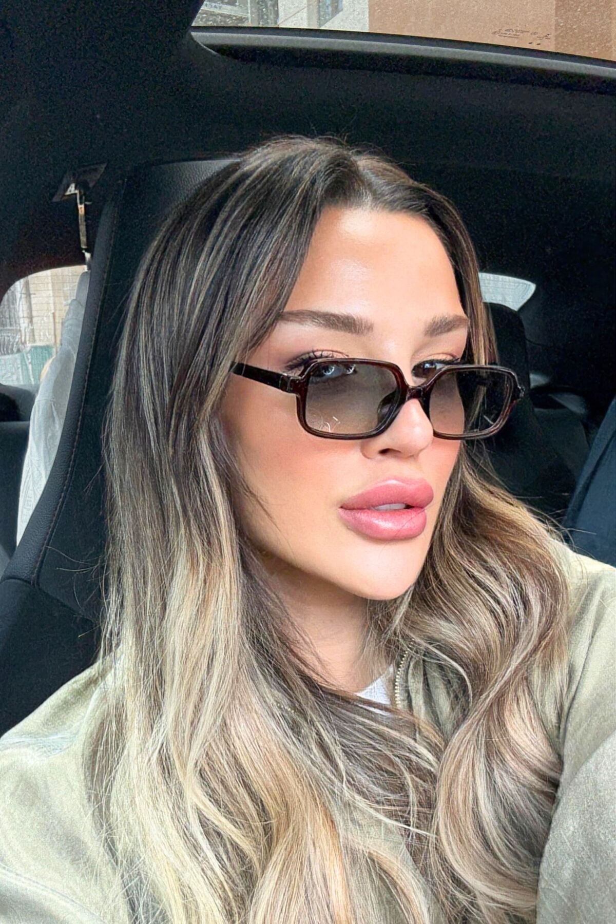 REN EYEWEAR Bloom Kare Güneş Gözlüğü KAHVERENGİ YEŞİL Ince Çerçeve Uv400 Koruma - Görsel 2