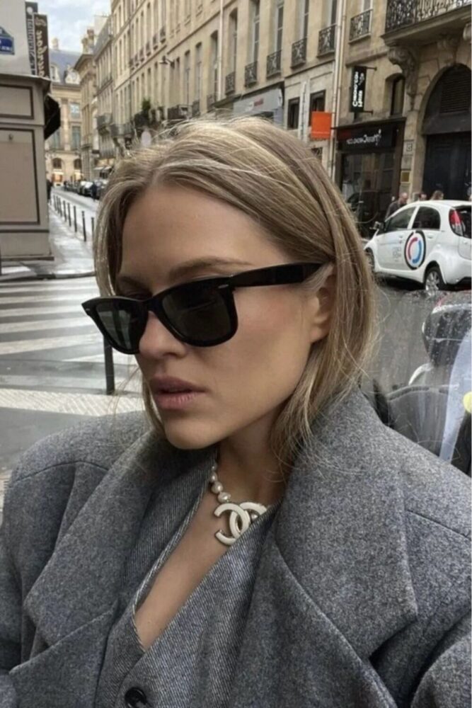 Modalucci Unisex Çapraz Kesim Wayfarer Parlak Klasik Güneş Gözlüğü - Görsel 2