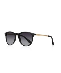 Chunky Frame Kemik Round Oval Unisex Siyah Metal Sap Güneş Gözlüğü