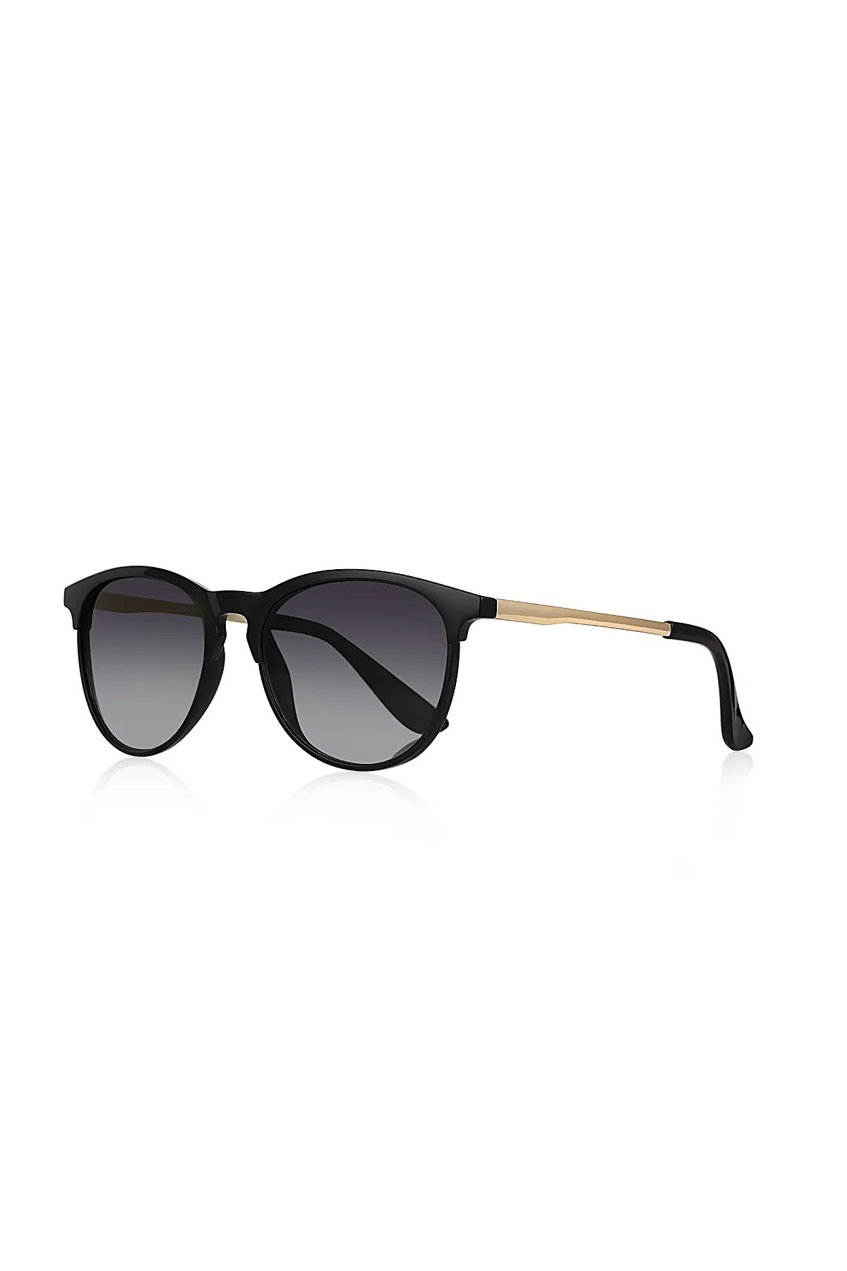 Chunky Frame Kemik Round Oval Unisex Siyah Metal Sap Güneş Gözlüğü