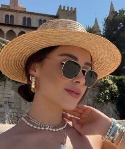 Alternative view of MACERATİ Gold Metal Çerçeveli Beşgen Unisex Güneş Gözlüğü