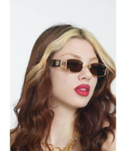 Angel Eyes Dikdörtgen Kahverengi Halkalı Unisex Güneş Gözlüğü Yw8032lh-b