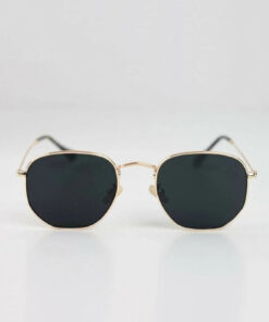 Alternative view of Chunky Frame Gold Metal Çerçeveli Beşgen Unisex Güneş Gözlüğü