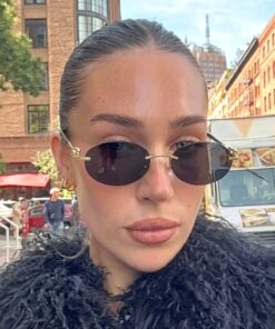 REN EYEWEAR DERLA Metal Oval Kadın Güneş Gözlüğü Siyah Kesme Cam | Gold Detaylı UV400 Korumalı Minimal Uv400