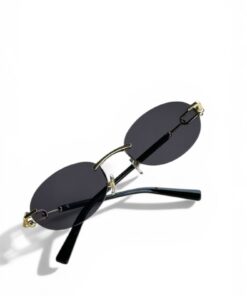 Alternative view of REN EYEWEAR DERLA Metal Oval Kadın Güneş Gözlüğü Siyah Kesme Cam | Gold Detaylı UV400 Korumalı Minimal Uv400