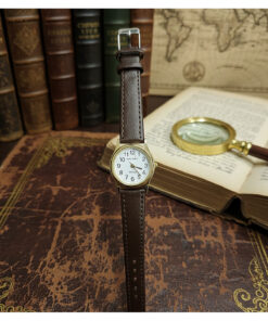 QUARTZ Vintage Kadın Kol Saati Retro Minimal Model Koyu Kahve Renk Hakiki Deri Kordon Gold Kasa